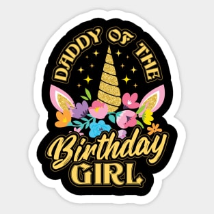 Daddy of the Birthday Girl Unicorn Sticker